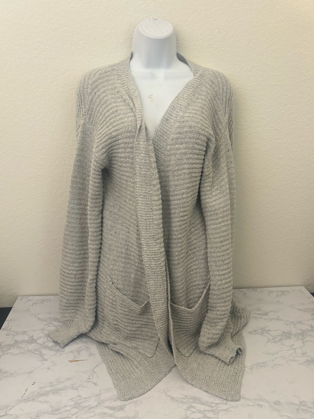 Chunky knit style Cardigan Sweater Womens S Brown Gray Long Pockets Lot Of 2 - Picture 4 of 6
